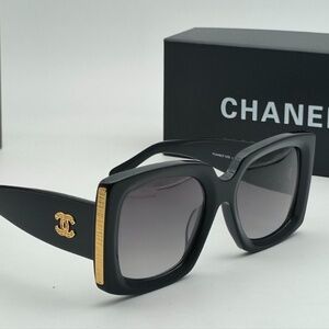 CHANEL Black and Gold Sunglasses